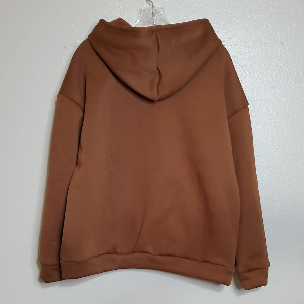 Women's Brown Zip-Up Hoodie Sweatshirt Cabincore Women's Large - Picture 2 of 8